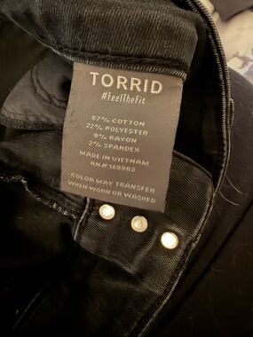 Torrid Black Stretch Denim Jeans with Interior Label Detail